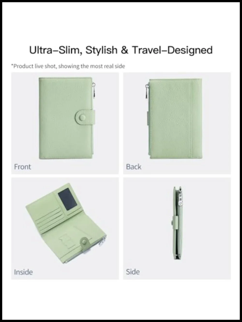 Genuine Leather RFID Blocking Passport Holder with Zipper Pocket, Travel